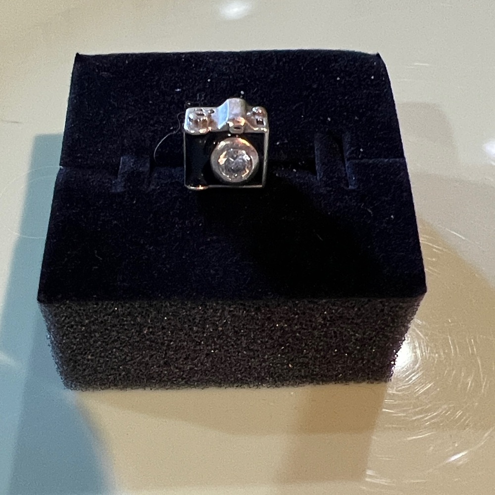 Authentic Pandora Silver Camera Charm with Crystal Accent